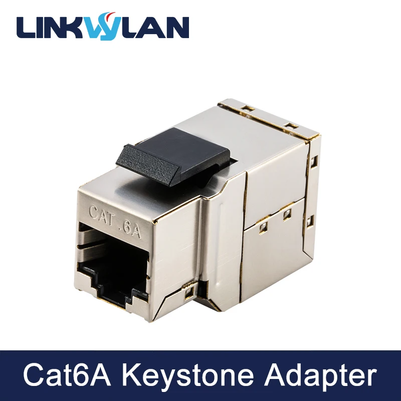 Linkwylan Cat6A acoplador de conector Keystone Sheilded RJ45, adaptador extensor de Cable Ethernet LAN en línea para Panel de parche en blanco