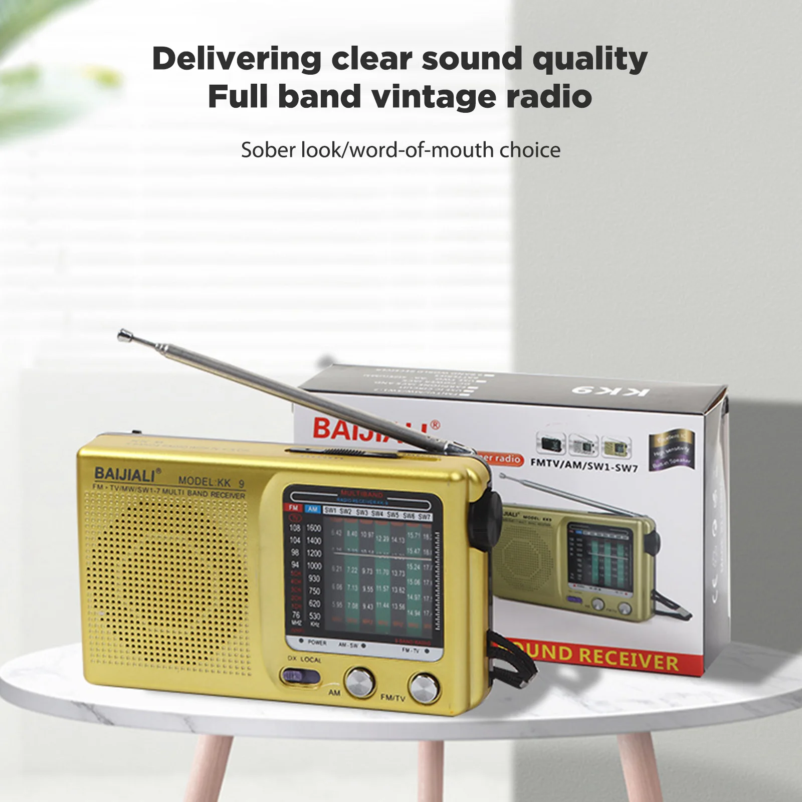 Radio meteorológica portátil FM SW AM, Mini Radio Retro de banda completa, caja de sonido con batería, altavoz incorporado, de mano para interiores y exteriores - imagen 4