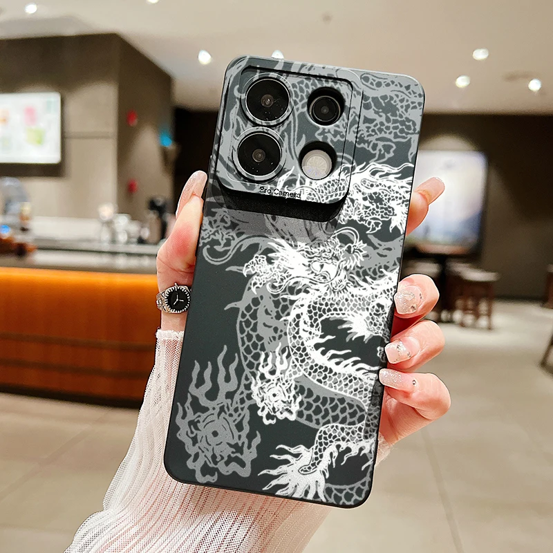 Funda de teléfono con diseño de dragón blanco para Xiaomi Mi 11 Lite 5G 14 13T 13 12T 12 Poco M6 X6 X5 F5 Pro Redmi 13C Note 13 12S 12 11