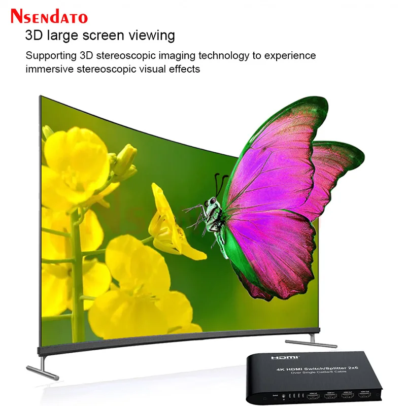 Receptor extensor HDMI 4K 60m 100m sobre RJ45 Cat6 2 en 6 salidas divisor de interruptor HDMI 2x6 convertidor de conmutador de Audio y vídeo HDMI - imagen 4