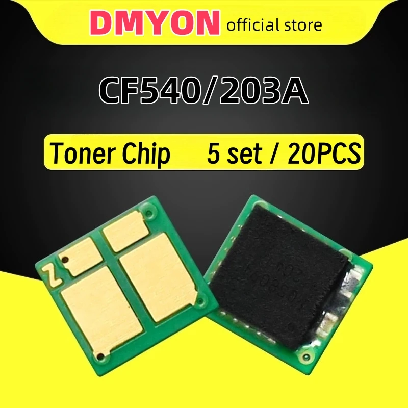 20 piezas CF540A CF541A CF542A CF543A Chip de cartucho de tóner para HP Color LaserJet Pro M280nw M280 M281 203A impresora M254dw M254 Chip