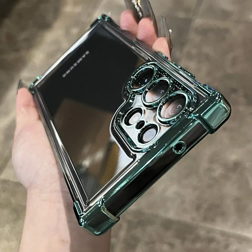 Funda transparente con armadura chapada para Samsung S25 Ultra S24FE S23 FE S22 Plus A54 A53 A55 A34 A35 A25 5G, cubierta acrílica a prueba de golpes - imagen 2