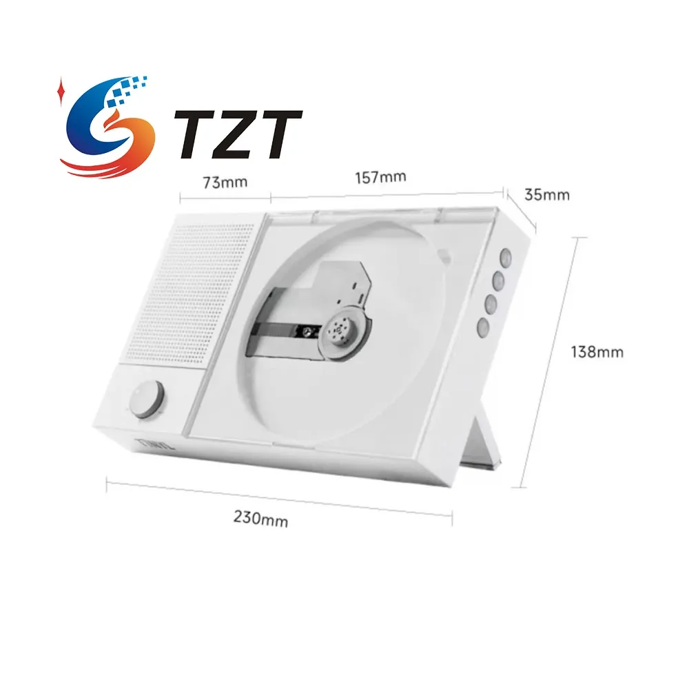 TZT Blanco TINYL SPLIT 3 en 1 Reproductor de CD dividido retro magnético de alta fidelidad Altavoz Bluetooth de 5 W Carga tipo C - imagen 5