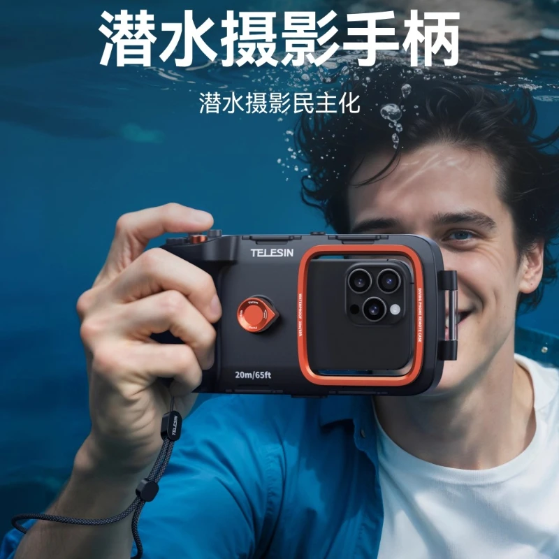 TELESIN funda impermeable con mango Bluetooth para IPhone 17 Pro Huawei Samsung Xiaomi teléfono buceo natación snorkel fotografía - imagen 5