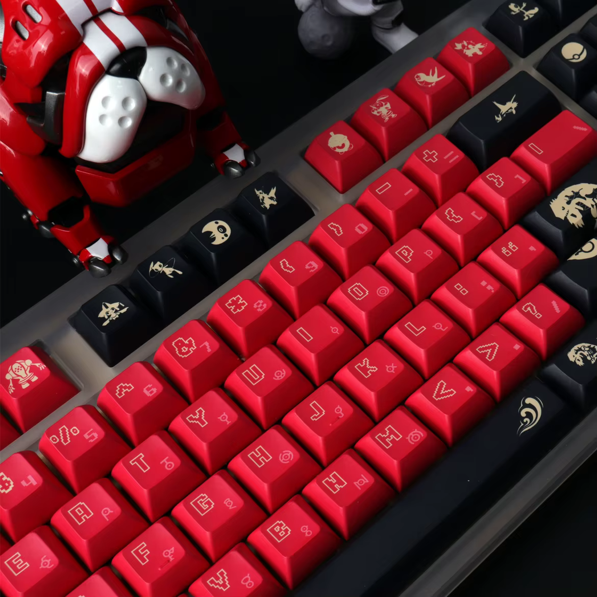 Keycaps PBT Groudon Perfil Cherry – Diseño Rojo Negro - imagen 3