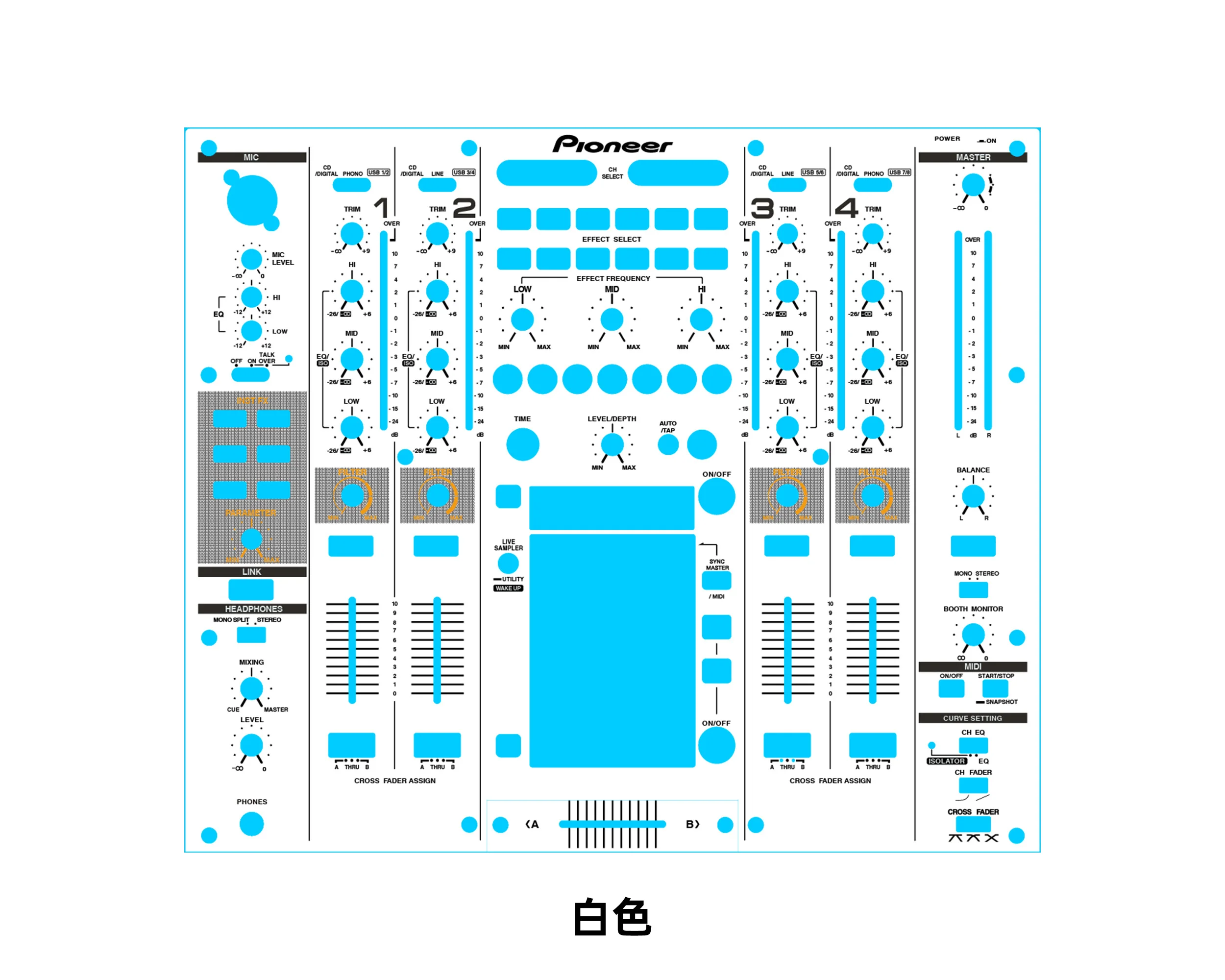 Pioneer-Película protectora de Panel mezclador NEXUS, película colorida personalizada, no un Panel de hierro, DJM2000 - imagen 3