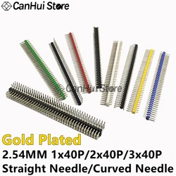 Conector de pines macho 2,54 mm acodado 90° chapado en oro