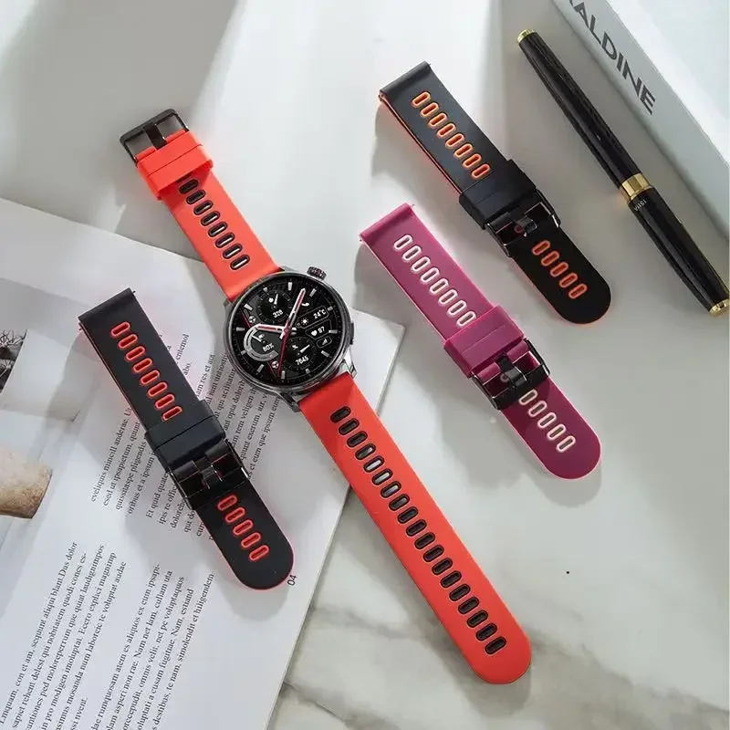 Correa de 20mm 22mm para Samsung galaxy watch 7 6 5 4 5 pro 44mm/40mm pulsera de silicona Huawei Watch gt 2/3/4/2e Amazfit bip - imagen 3