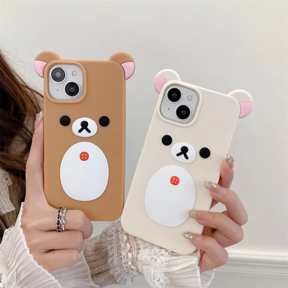 Funda Silicona iPhone Pro Max Orejas 3D Rosa Antigolpes