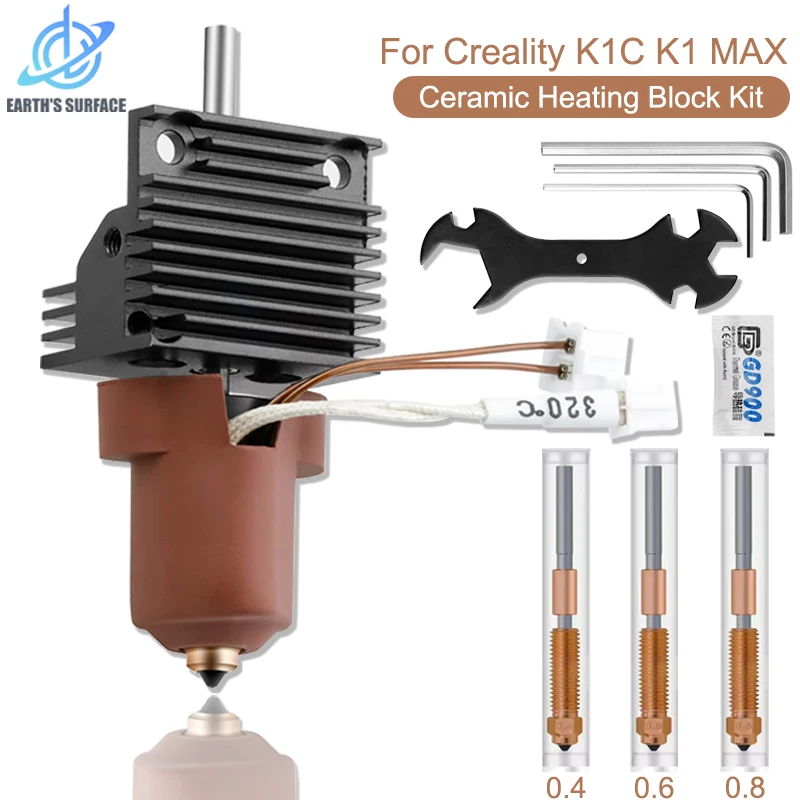 Piezas de impresora 3D para Creality K1C K1 Max Hotend Kit de bloque calefactor cerámico de intercambio rápido boquilla de 0,4 0,6 0,8mm impresión de alto flujo