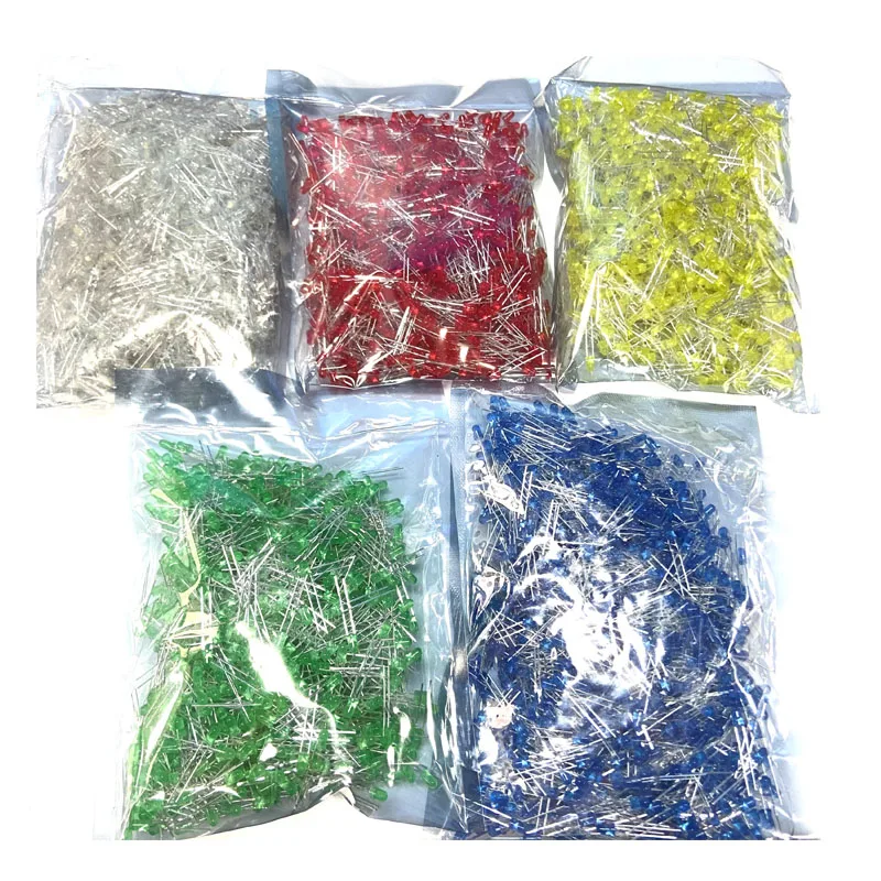 1000 Uds 3MM LED diodo emisor lámpara cuenta burbuja LED F3 rojo verde amarillo azul blanco LED diodo emisor