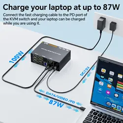 Conmutador KVM USB-C / HDMI 4K 60 Hz para Portátil y PC Sobremesa