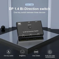 Conmutador DisplayPort bidireccional 8K 60 Hz y 4K 144 Hz