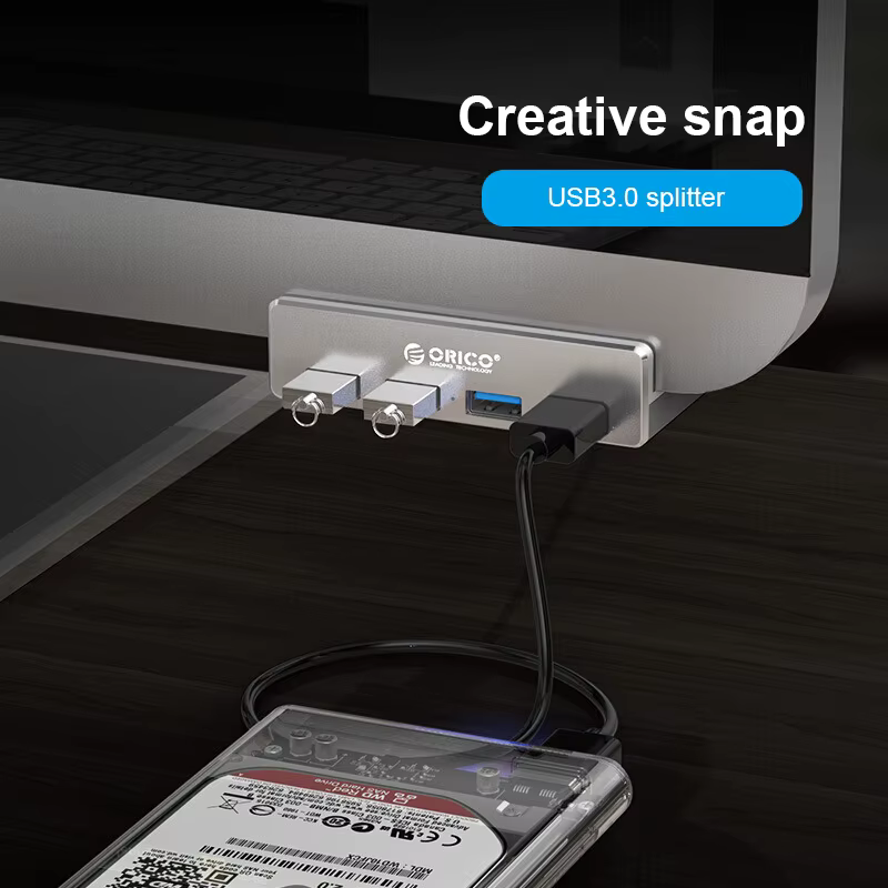 Puerto de alimentación Micro Mh4pu tipo hebilla, tarjeta de ordenador portátil de 4 puertos Usb3.0, sin fuente de alimentación externa, aleación de aluminio para computadora de escritorio y portátil - imagen 5