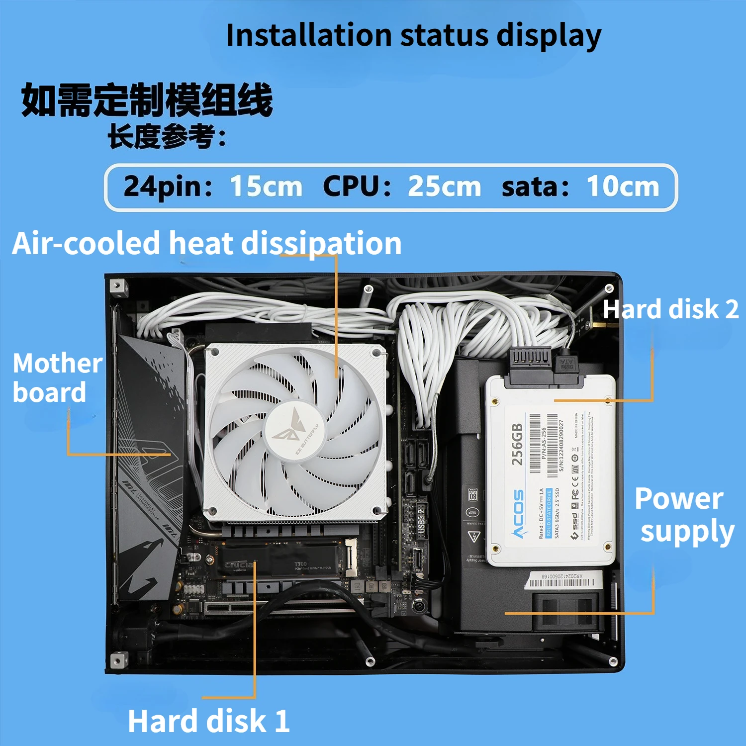 JINEKS HTPC Mini chasis A2 Mini caja de ordenador para juegos HTPC fundas soporte para MINI-ITX placa base Horizontal PCIE caja de PC externa - imagen 4