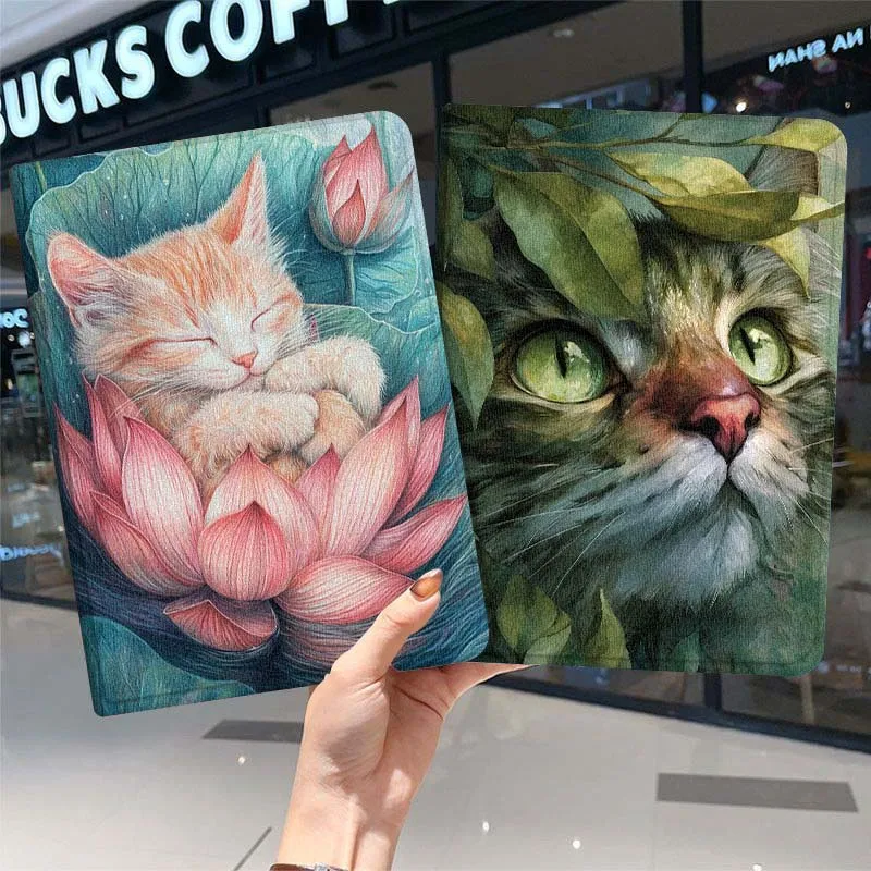 Regalo Popular de flor de dibujos animados de gato para iPad Pro Air Mini 2 3 4 5 6 7 7th 8th 9th 10th 11th 10,2 9,7 10,5 11 12,9 13 funda para tableta