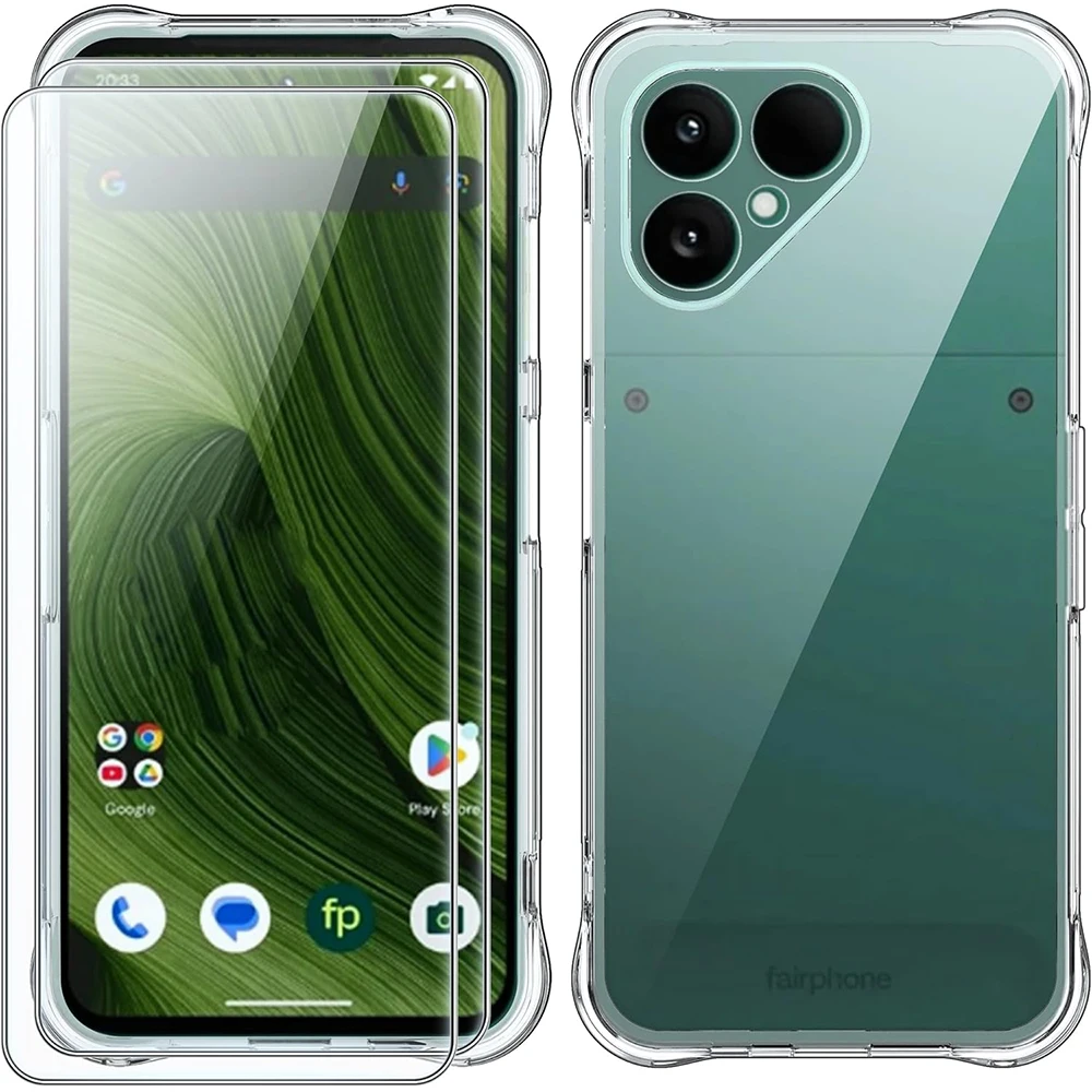 Vidrio 3 en 1 + cubierta de silicona para Fairphone 6 Carcasa de silicona para Fairphone 6 Protector de pantalla de vidrio templado - imagen 3