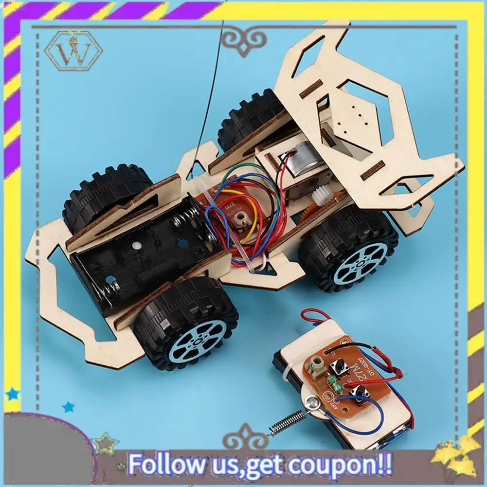 AU33-DIY RC coche de juguete montaje de madera vehículo de construcción juguetes coche de carreras juguete experimento científico modelo Kits regalo para niños - imagen 4