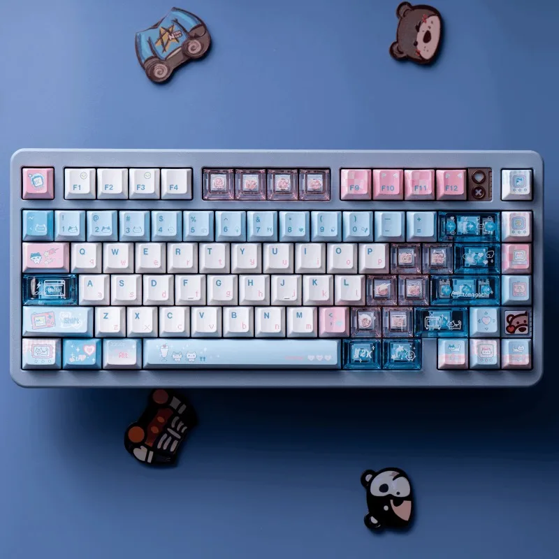 Juego de teclas electrónicas Meow con tema bonito, perfil de cereza PBT + PC, teclas originales personalizadas hechas a mano para accesorios de teclado mecánico - imagen 2