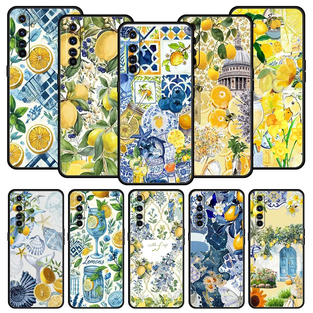 Ocean Wine Glass Lemon Phone Case For Realme 13 12 11 10 4G 9 8 5G 7 GT5 GT3 GT2 Pro Plus C21 C11 C25 C35 GT Neo 2 3 3T 5 Cover