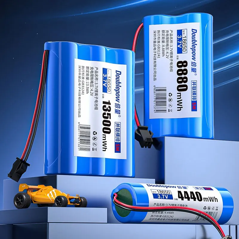 Batería de litio recargable 18650, 3,7 V, 4440mWh, 8880mWh, 19980mWh, paquete de baterías, conector SM con cargador para fonógrafo de Audio - imagen 5