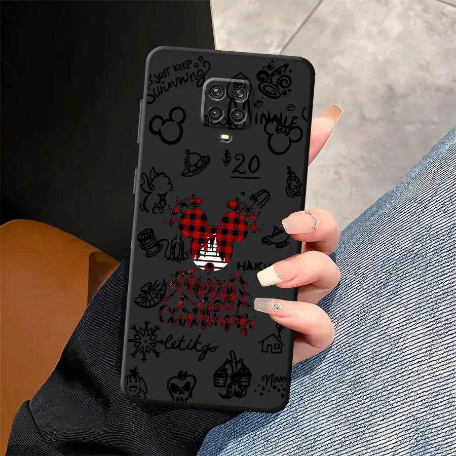 Funda de teléfono suave negra para Xiaomi Redmi Note 9S 7 8 10S 13 14 Pro Plus 12s 9 10 11 12 Pro 11s lindo Mickey Minnie Navidad - imagen 3