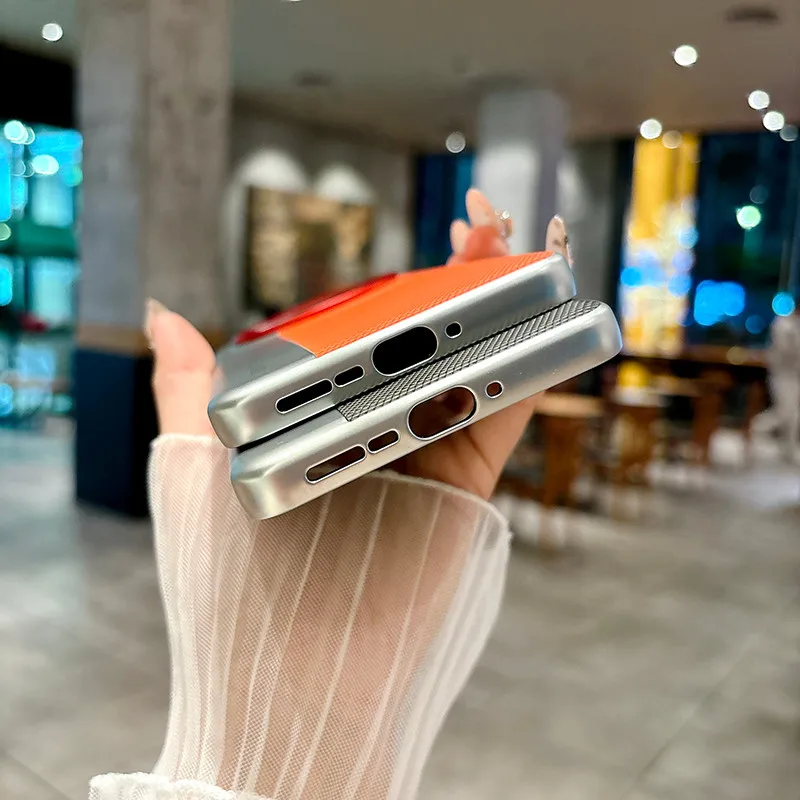 Para OPPO Find X8s, X8 Ultra funda ELVEV patrón triangular cuero PU liso protección de lente de PC dura cubierta trasera de teléfono - imagen 3