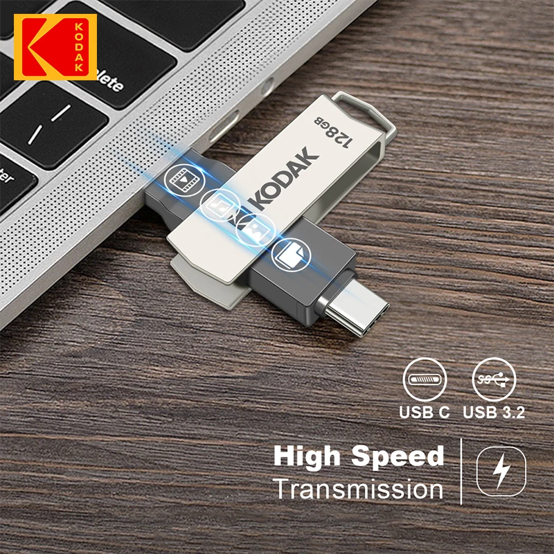 Kodak k273 unidad flash USB de alta velocidad interfaz 3,2 tipo C teléfono móvil ordenador de doble uso 32G-256G almacenamiento unidad flash USB 128G - imagen 5