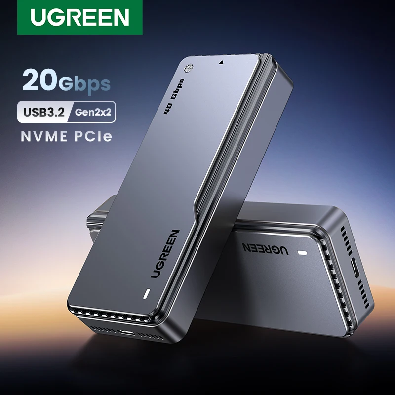 UGREEN-carcasa de SSD NVMe de 20Gbps, carcasa de SSD de aluminio con chaleco de refrigeración integrado, adaptador de SSD M.2 a USB3.2 Gen2x2 para carcasa M.2 NVME PCIE
