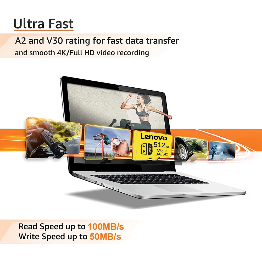 Tarjeta de memoria Lenovo 2TB 1TB Class10 V60 A2 tarjeta TF 512GB Mini tarjeta SD 128GB tarjeta Micro TF SD de alta velocidad 256GB para Nintendo Switch - imagen 3