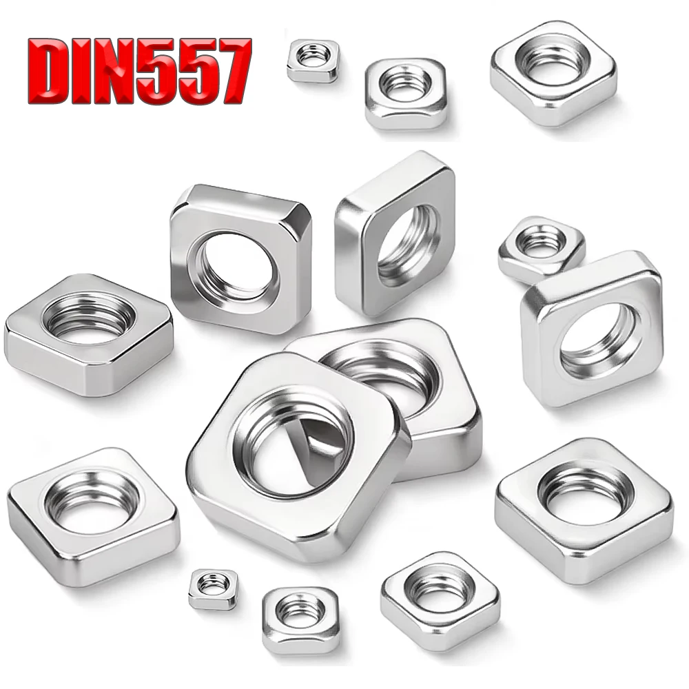Tuerca cuadrada roscada métrica de acero inoxidable DIN557 304, Tuercas cuadradas de A2-70 de alta calidad M3 M4 M5 M6 M8 M10 M12 - imagen 4