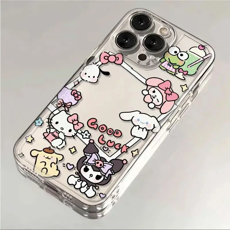 Funda de teléfono Sanrios Kuromis y Hellos Kittys para iPhone 16 15 14 13 12 11 Mini Pro Max X XR XSMax 8 Plus SE20 cubierta transparente