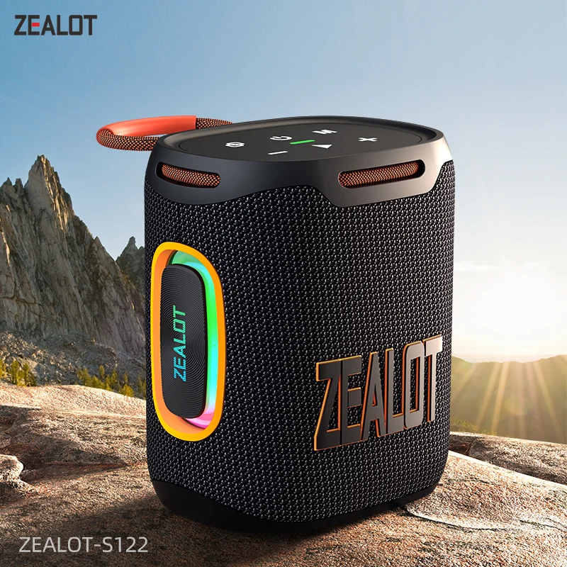 ZEALOT-S122 Altavoz Bluetooth portátil Original caja de sonido equilibrada/subwoofer BT5.3 altavoz exterior con luz LED, ranura TF USB