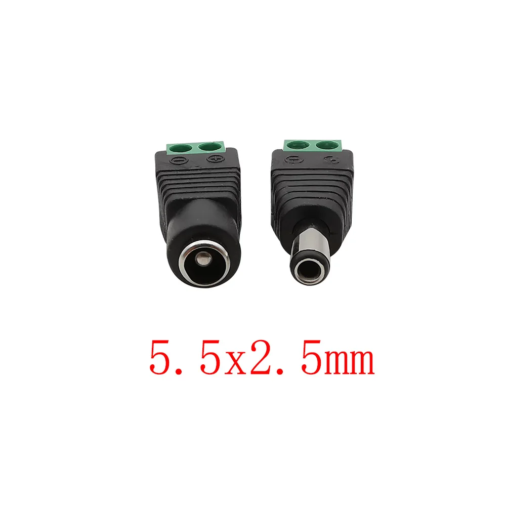 10 Uds DC 12V 5,5x2,1mm/5,5x2,5mm conector macho hembra Terminal de tornillo sin soldadura enchufe de alimentación CC para cámara CCTV con luz LED - imagen 3