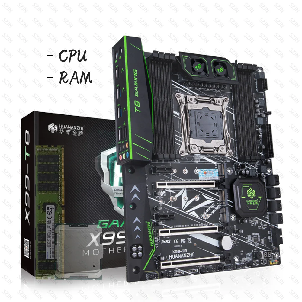 HUANANZHI-placa base de X99-T8 LGA 2011, 3 USB3.0 NVME M.2 SSD, compatible con memoria DDR3 REG ECC y procesador Xeon E5 V3 V4