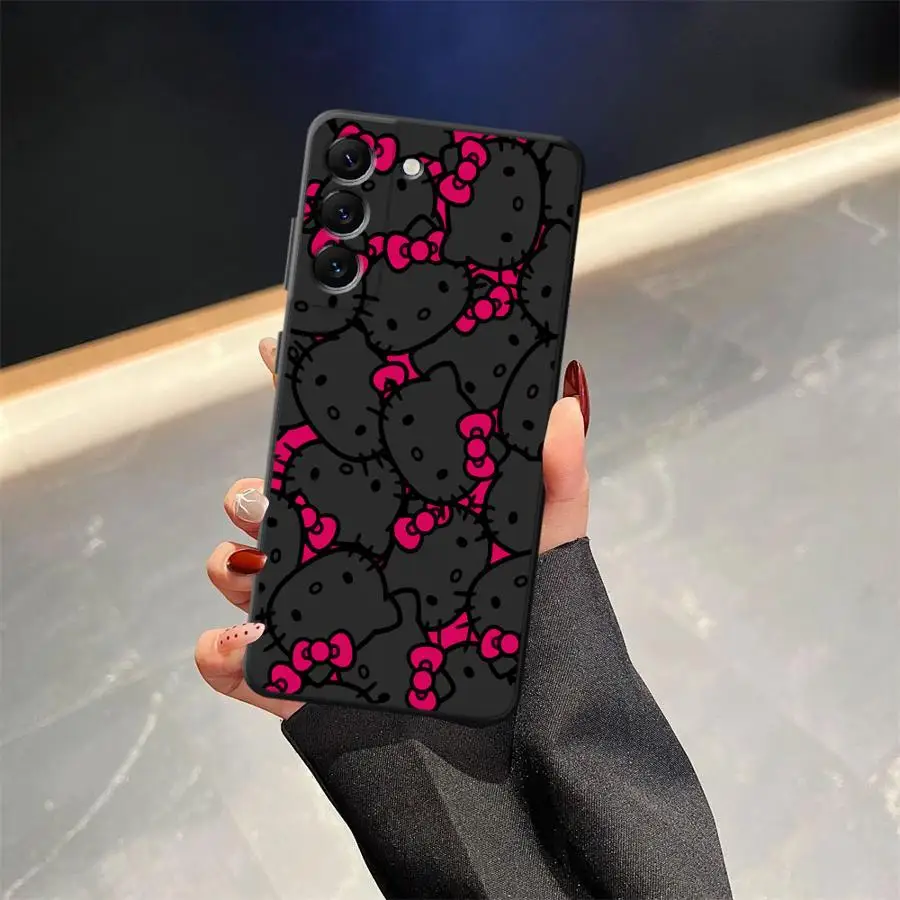 Funda Cool de gato rosa para Samsung Galaxy A05 A40 A16 A10 A12 A06 A70 A17 A20 A13 A50 A04 A30 A15 funda de teléfono suave negra - imagen 4
