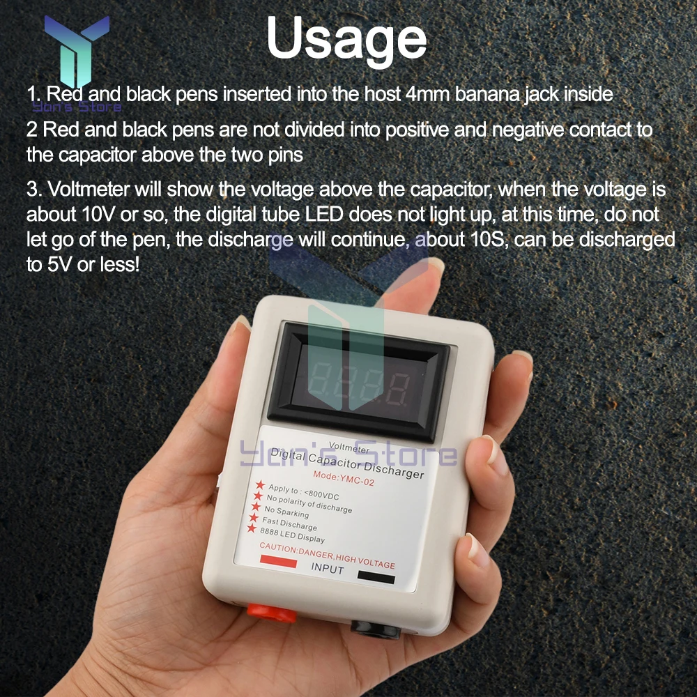 Condensador de batería de 800V, descargador rápido, herramienta de descarga de alto voltaje, reparación electrónica, bolígrafo Digital, herramienta de descarga rápida - imagen 3