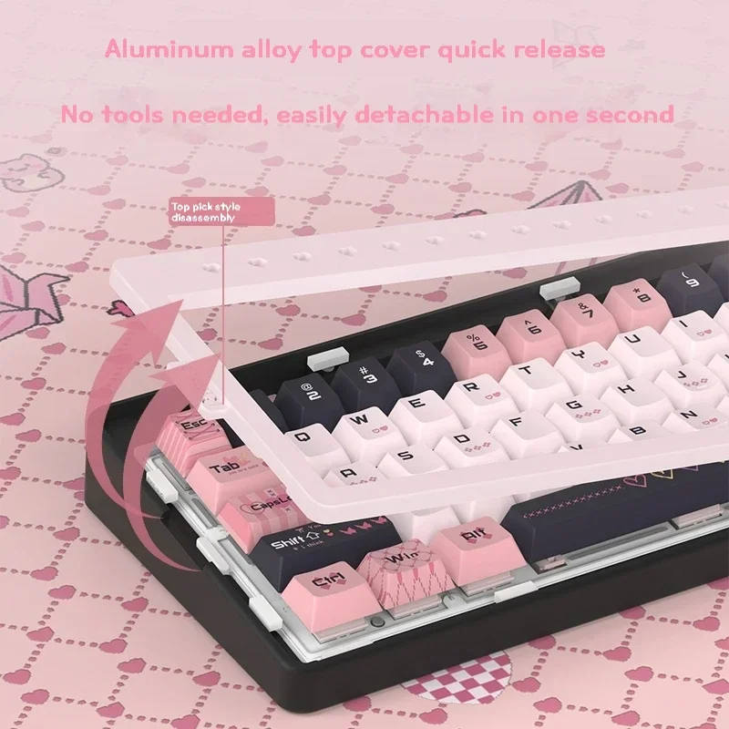 RECCAZR-Kit de teclado mecánico R66 Paper Plane66, diseño de aluminio 68%, junta RGB, intercambio en caliente con perilla de Control, teclado multimodo - imagen 3