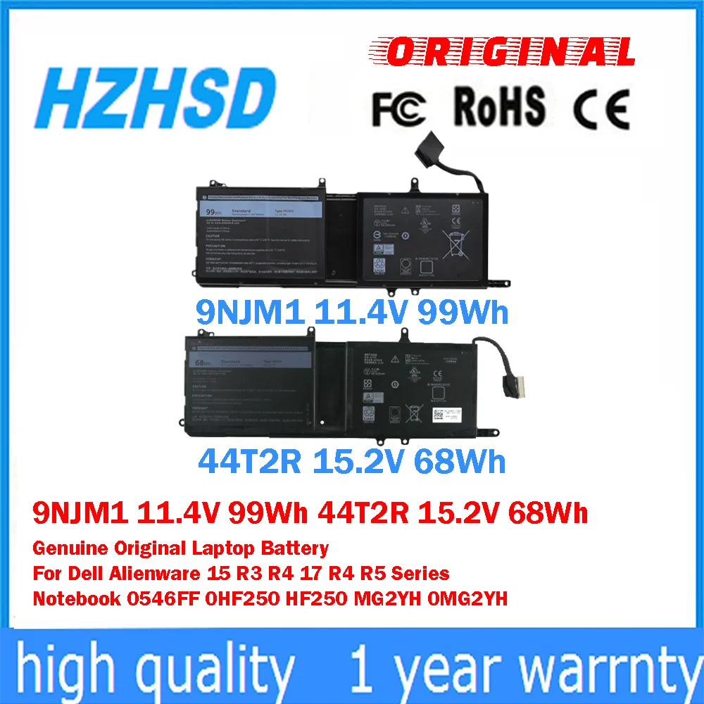 9NJM1 11,4 V 99Wh 44T2R 15,2 V 68Wh batería Original y genuina para ordenador portátil Dell Alienware 15 R3 R4 17 R4 R5 Series Notebook 0546FF