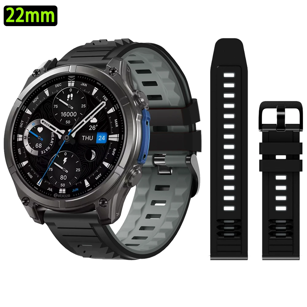 Correa de silicona de 22mm para Zeblaze Vibe 8/7/7Pro, Correa de reloj para Zeblaze Stratos 4/3/2 Ultra Btalk 3 Plus, pulsera de repuesto