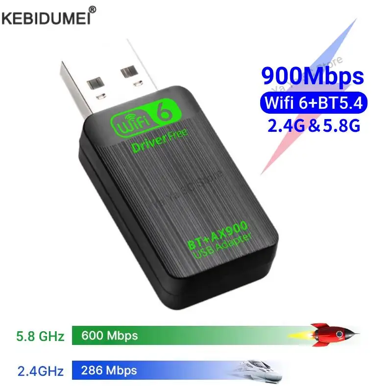 Adaptador WiFi 6 Bluetooth 5,4 de 900Mbps, Dongle 2 en 1, tarjeta de red inalámbrica de doble banda 2,4G/5Ghz para ordenador portátil, PC, Win 10/11, controlador gratis