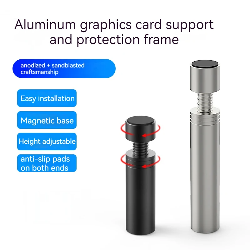 Soporte para tarjeta gráfica GPU, conector VGA, marco de soporte telescópico de aluminio, parte inferior magnética de Metal para caja ITX MTX ATX, tarjeta gráfica - imagen 5
