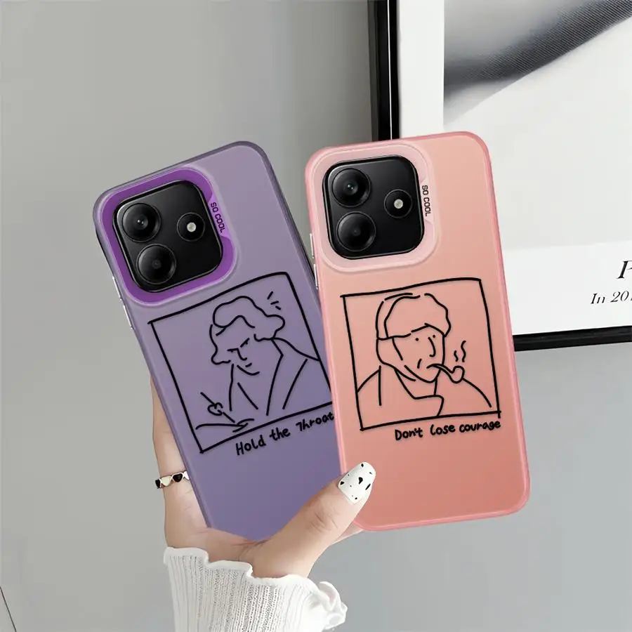 Funda trasera de teléfono para Xiaomi Redmi Note 10s 14 Pro Plus 11s 13 12 11 10Lite 12s 9s artista de línea de dibujos animados - imagen 3