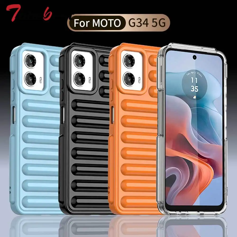 Armadura a prueba de golpes cápsula funda de cojín de aire para Motorola Moto G14 G34 G24 Power G04 G04S cubierta de silicona suave de Color sólido