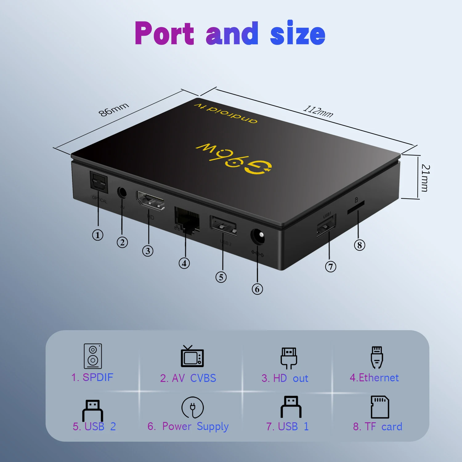 Android 13 Dispositivo de TV inteligente 8K 2GB16GB Netflix Youtube KODI 2.4G5G WiFi Amlogic S905W2 caja multilingüe Streaming Media Play G96W - imagen 5