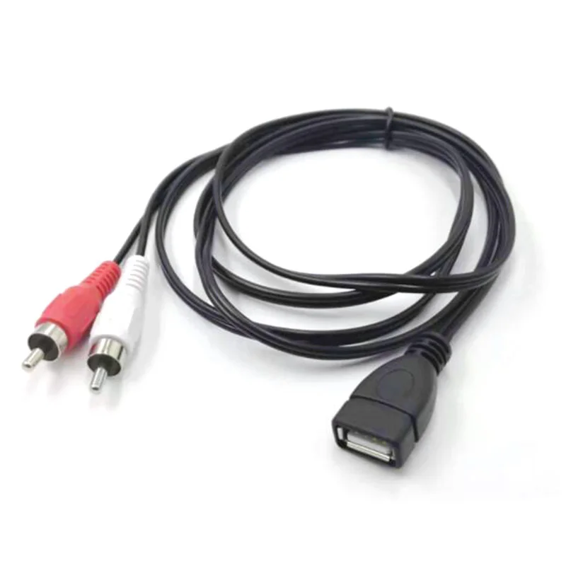 1,5 M USB 2,0 A hembra enchufe a 2 RCA macho conector Audio Video Cable de extensión adaptador A7 - imagen 4
