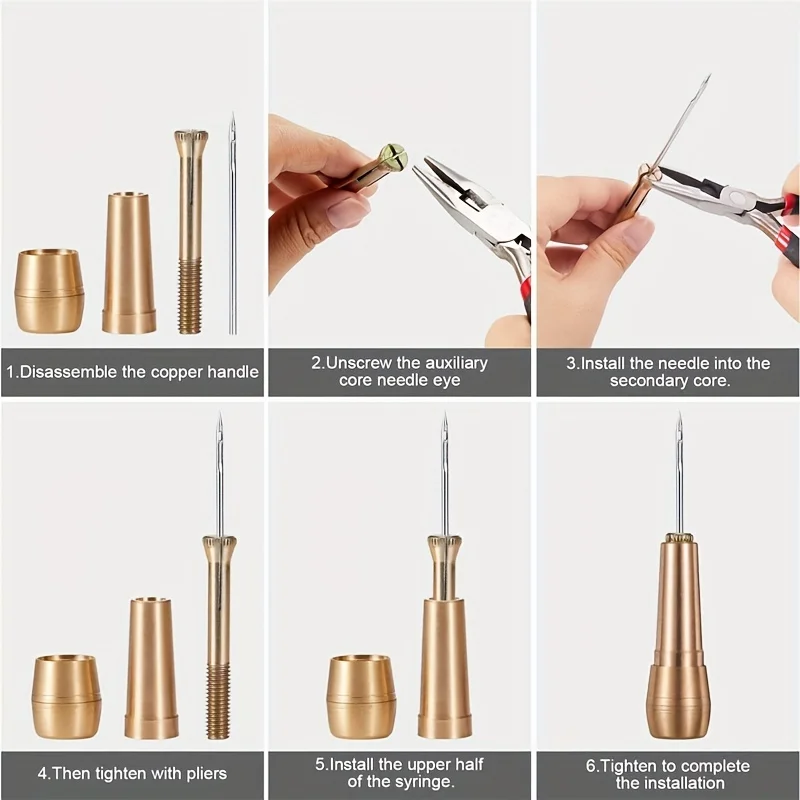 Juego de conos de costura de cuero, agujas rectas y curvadas, utilizadas para costura Manual de zapatos, herramientas de reparación artesanal de cuero, 4 Uds. - imagen 2