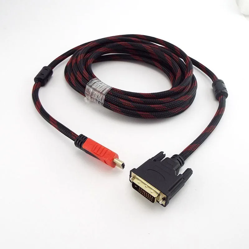 Cable HDMI de 1,5/3/5m compatible con DVI macho a Cable de vídeo macho de 24 + 1 pines para proyector de DVD HDTV DVI 1080P adaptador chapado en oro B6 - imagen 5