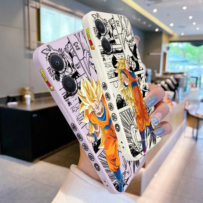 D-Dragon Ball Goku Anime para OPPO Reno 8 7 A96 A78 A74 A72 A58 A53 A40 Lite 5G cubierta de la caja del teléfono de cuerda izquierda líquida - imagen 2