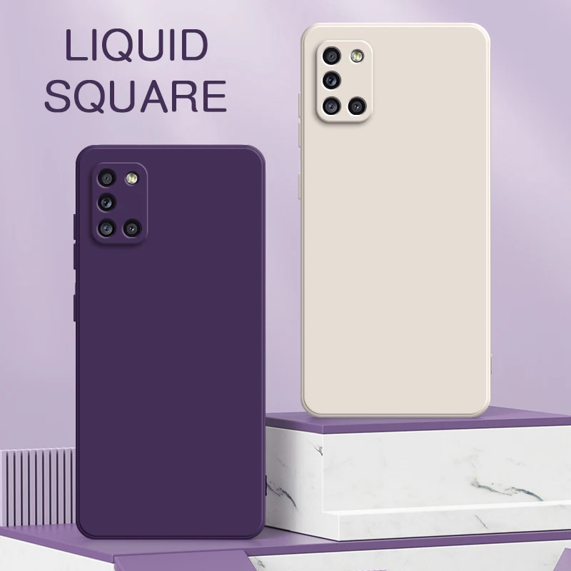 Luxury Square Liquid Mobile Phone Case for Samsung Galaxy A21S A31 A41 A51 A71 Soft Silicone 360 Protective Shockproof Bag Cover - imagen 2